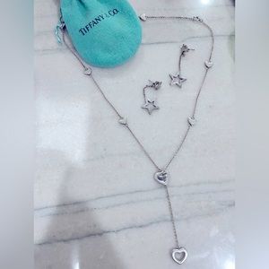 Tiffany & Co. Multi Heart Station Lariat Necklace Sterling Silver w/Pouch